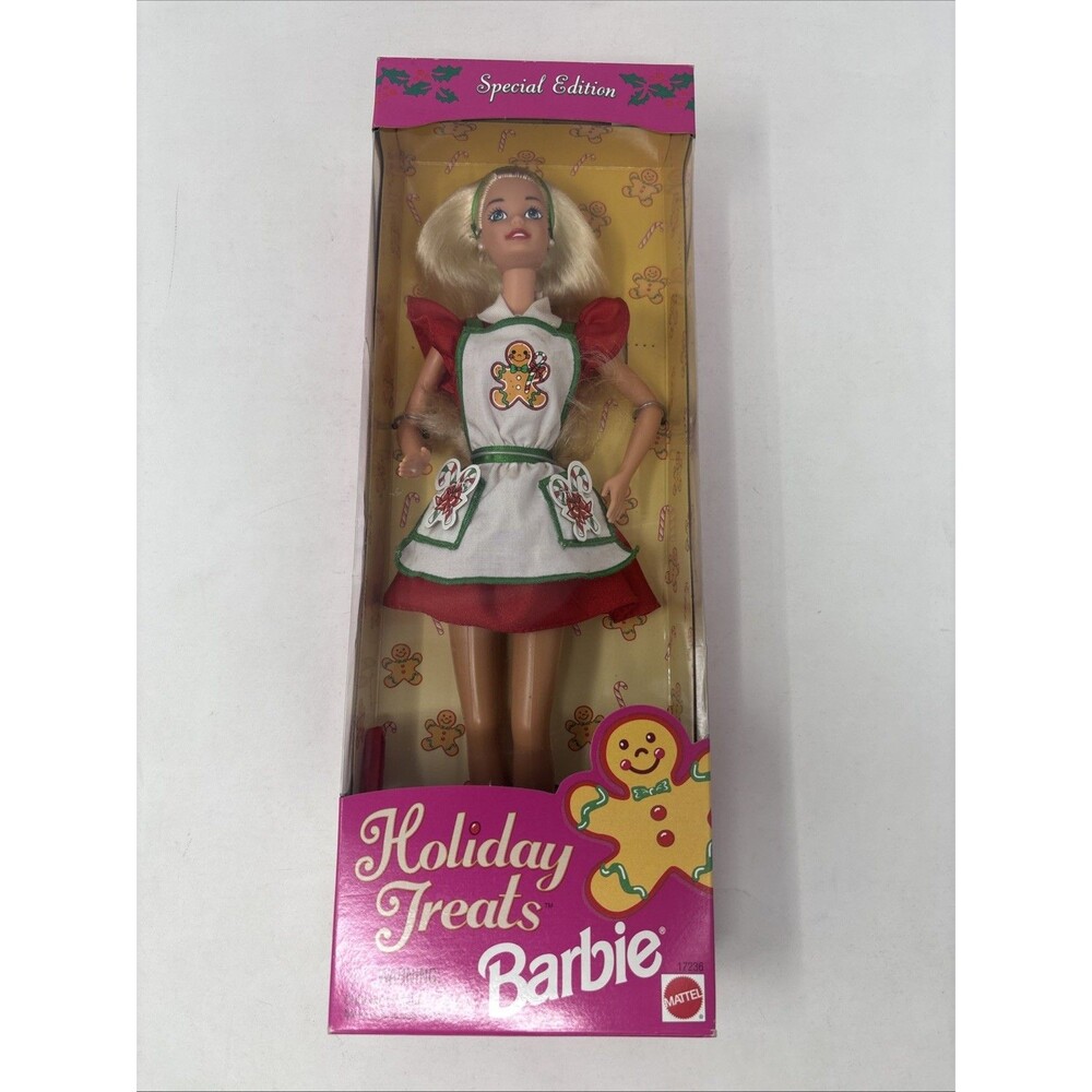 Vintage 1997 Mattel Holiday Treats Barbie 17236 Christmas Gingerbread Apron NRFB